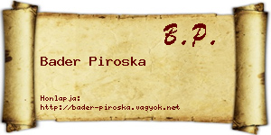 Bader Piroska névjegykártya